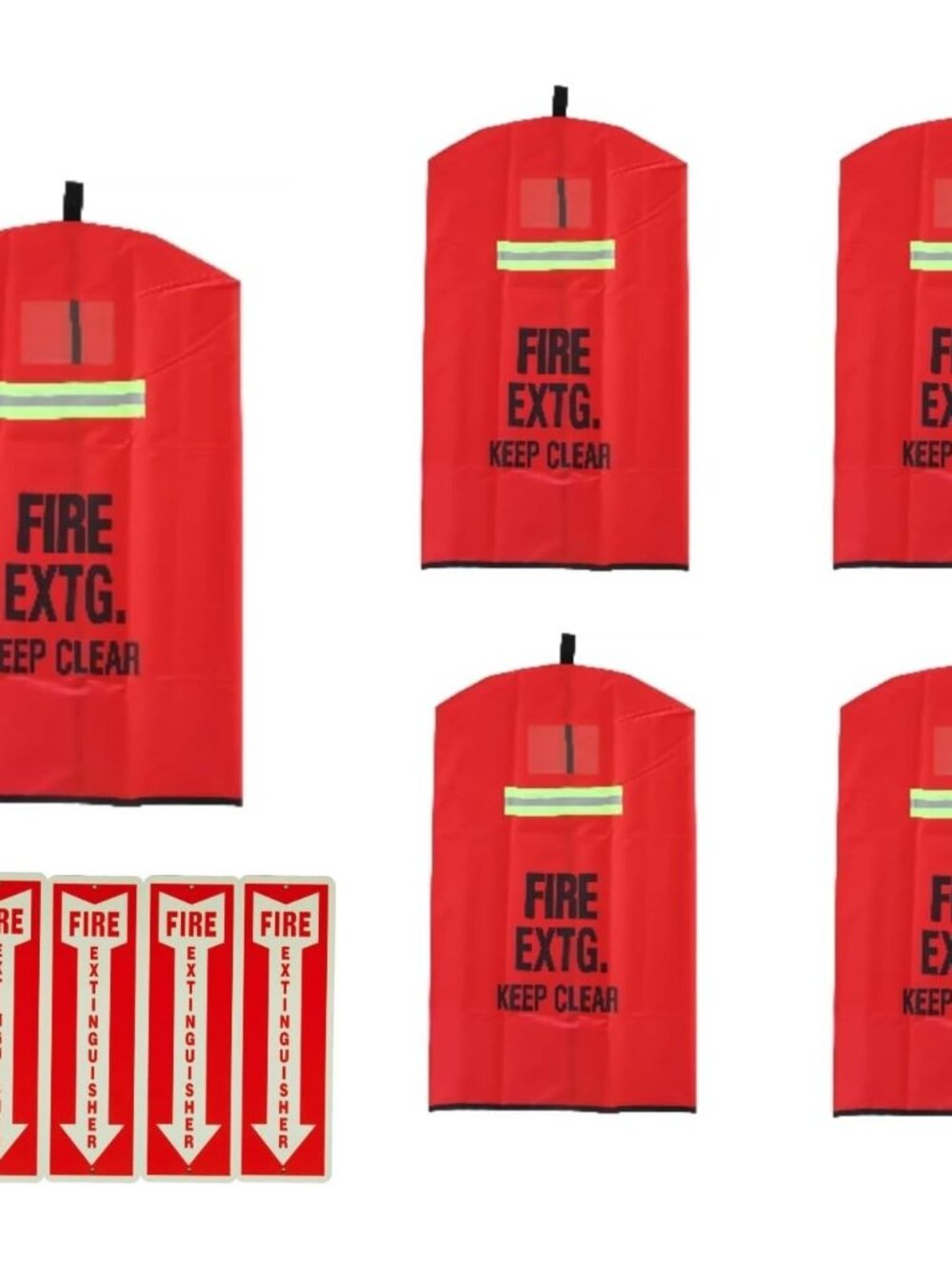 5 FIRE EXTINGUISHER XL COVERS for 5-20lb Extinguisher 25"x18" w/ WINDOW + SIGNS